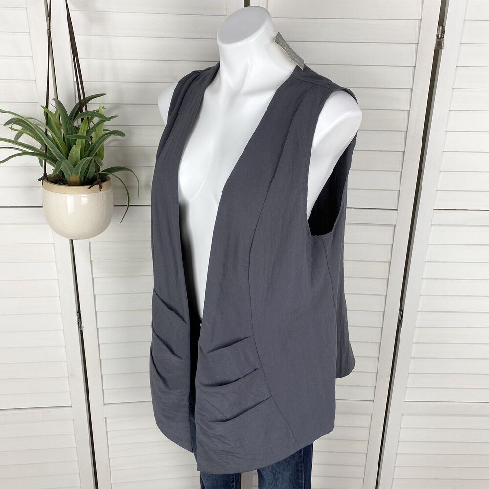 New Niche Nilgun Derman Nova Vest Gunmetal‎ Gray Open Drape Front Women Size M